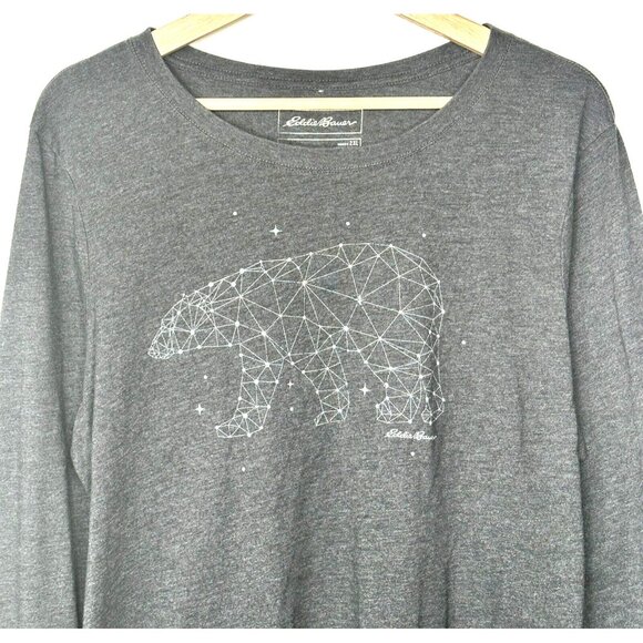 Eddie Bauer Womens Shirt Graphic Polar Bear Constellation Long Sleeve Gray 2XL - Picture 3 of 7